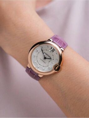 Cartier Rose Gold Watch with Lavender Strap